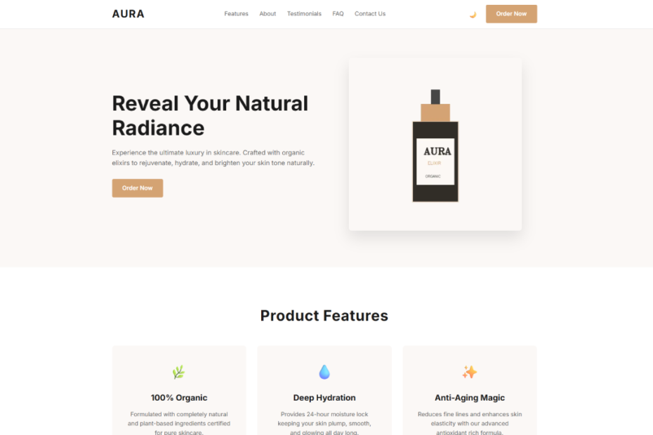 Free Beauty Product Landing Page Template